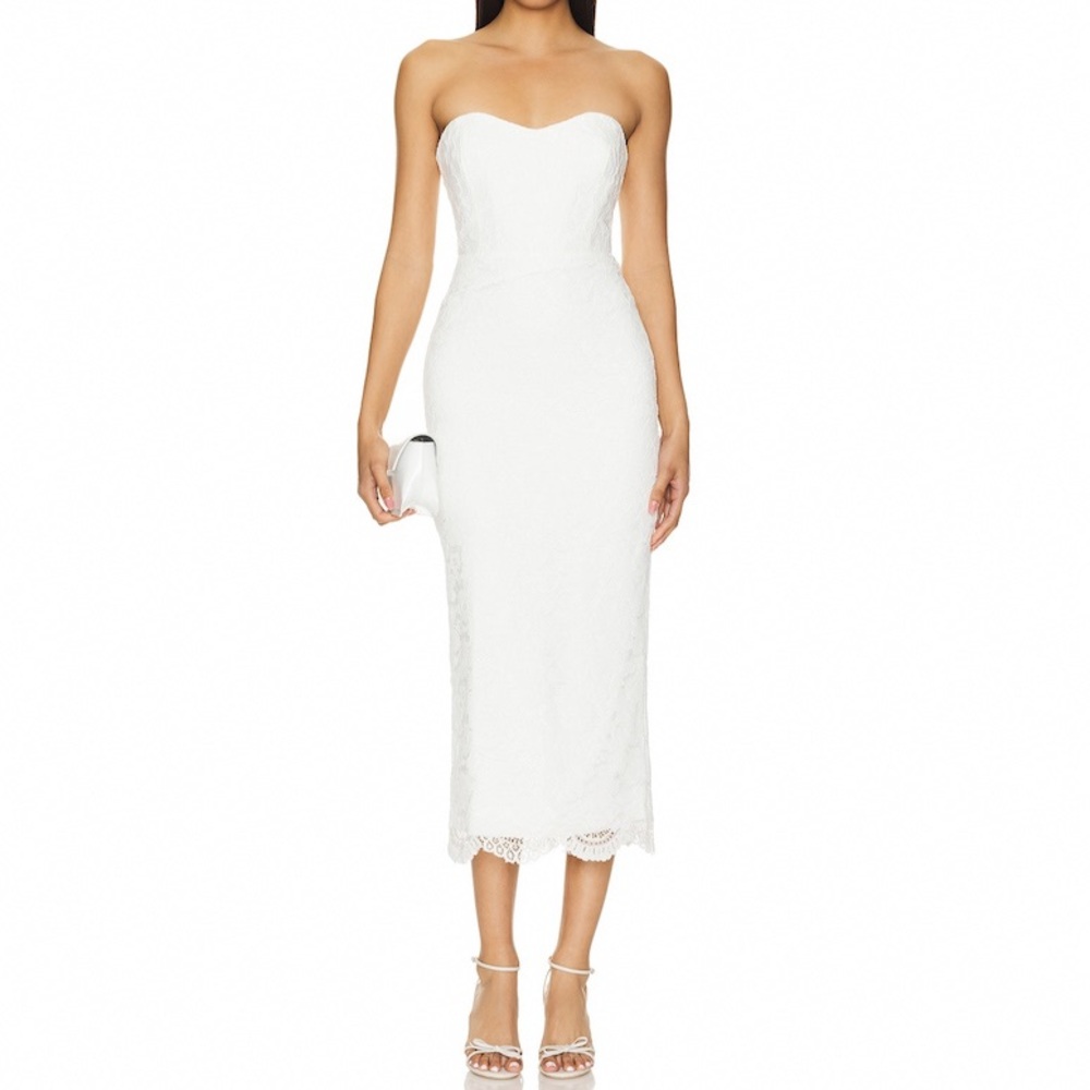 Bardot Strapless White Dress